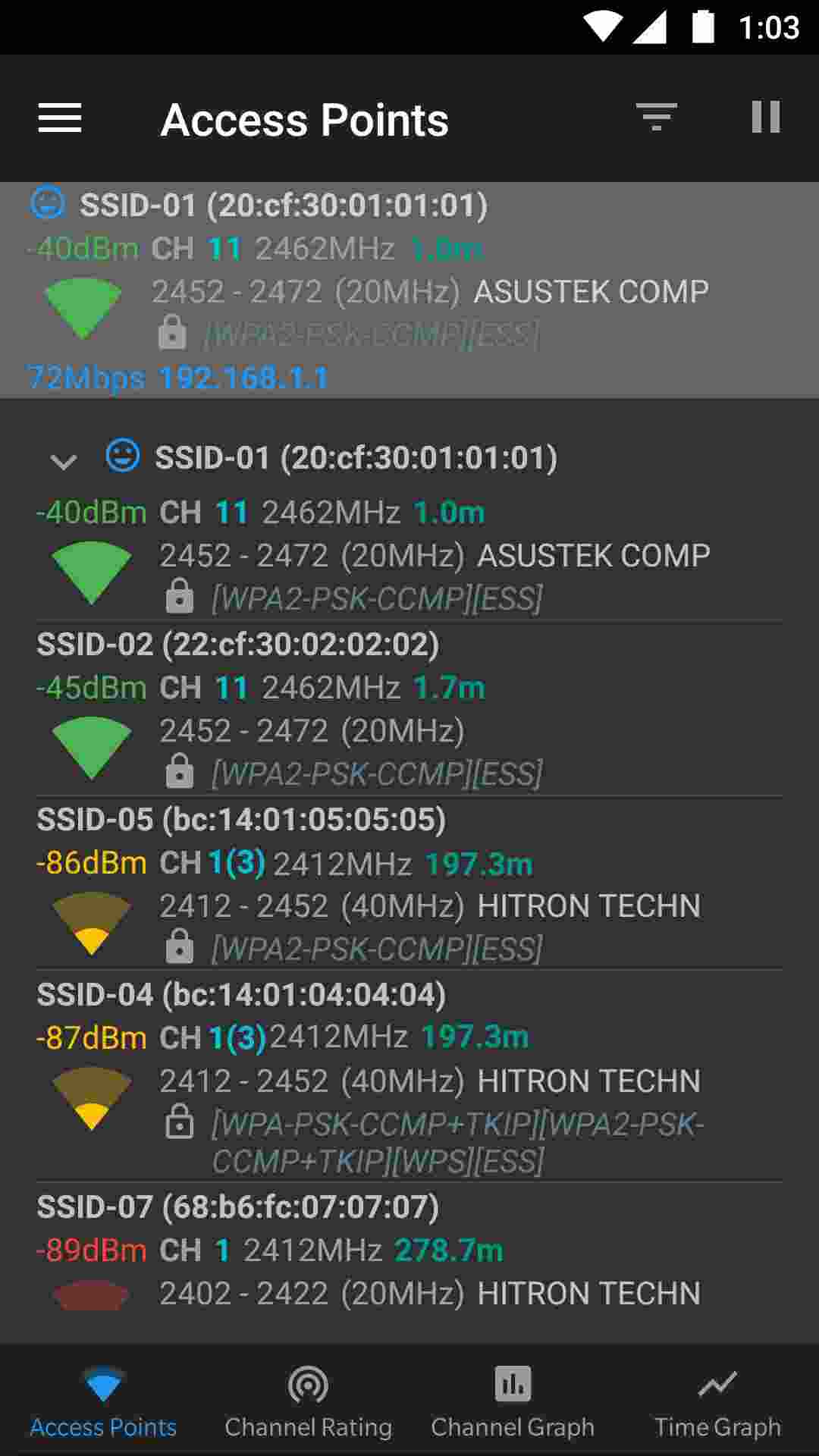 WiFiAnalyzer screenshot