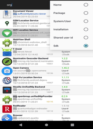 apps_Packages Info screenshot