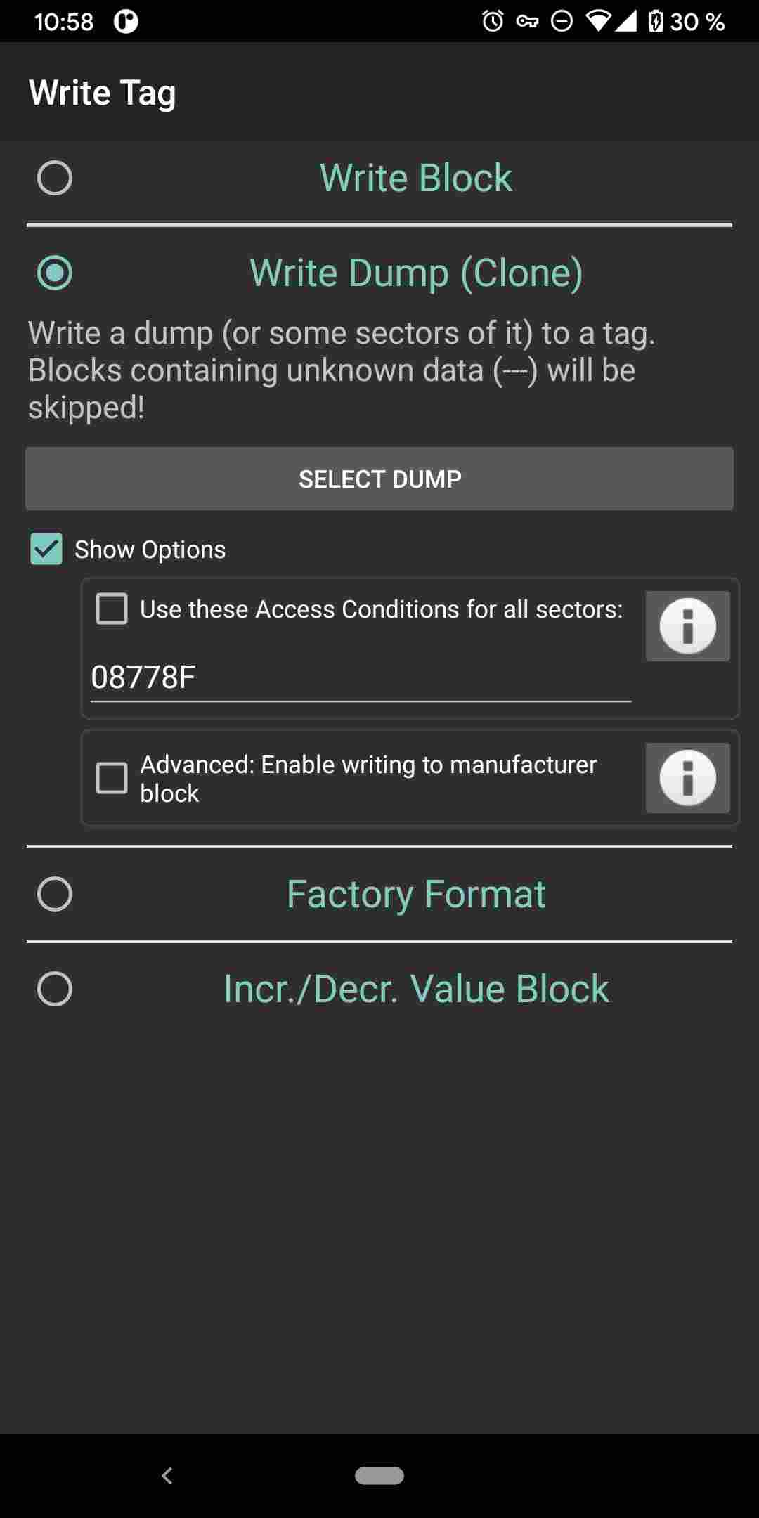 MIFARE Classic Tool screenshot